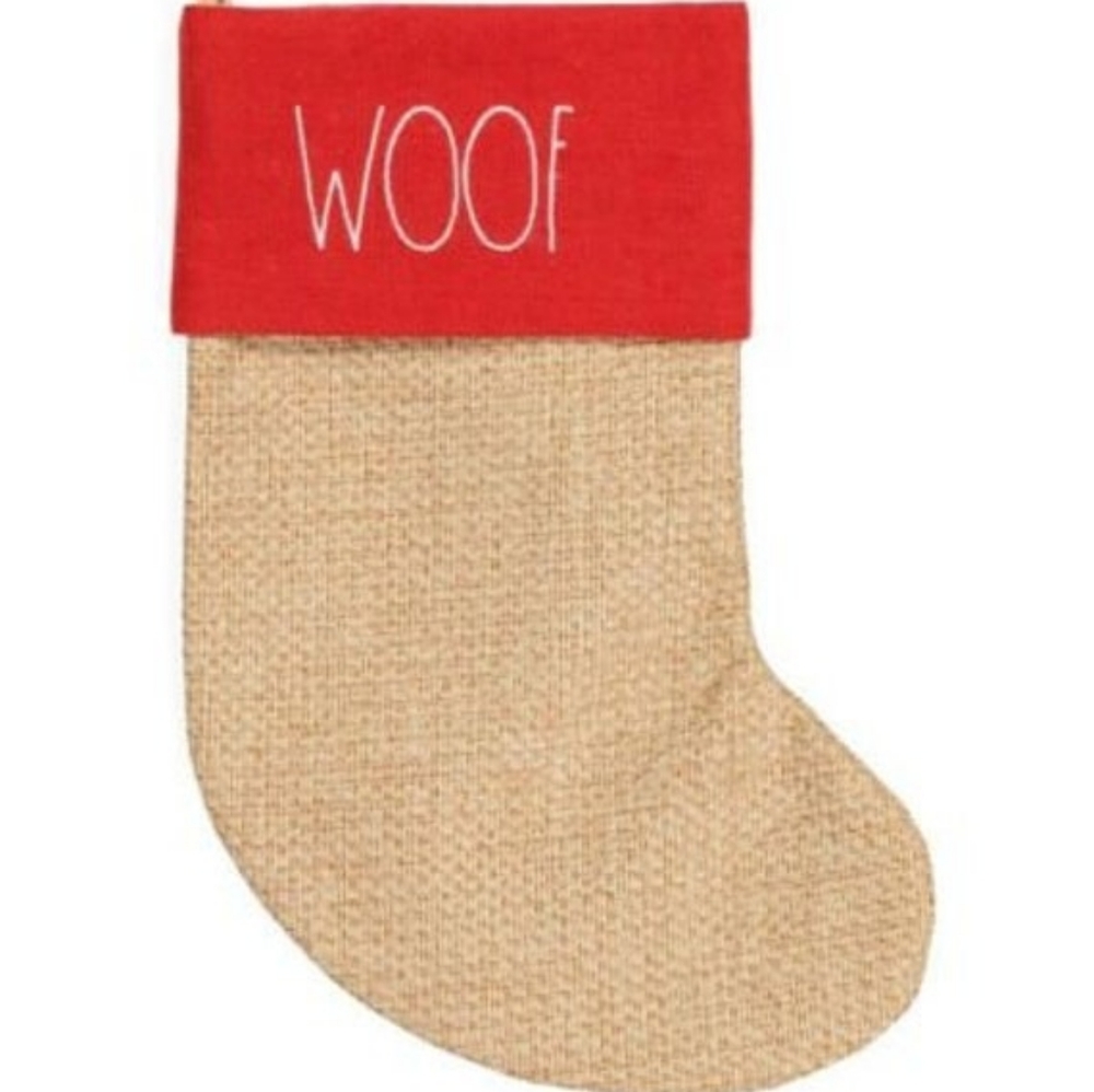 Rae Dunn Woof Christmas Dog Stocking